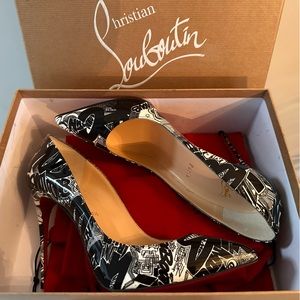 Authentic Christian Louboutin Pigalle Wall Graffiti 39.5 Heels